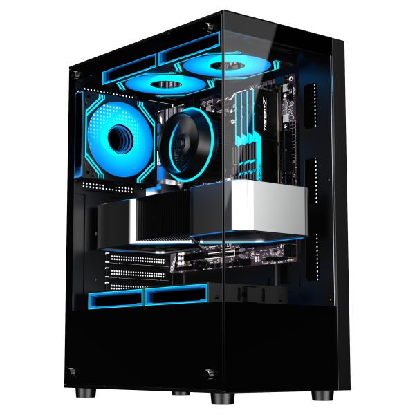 Gaming Case with Full-View Dual Tempered Glass